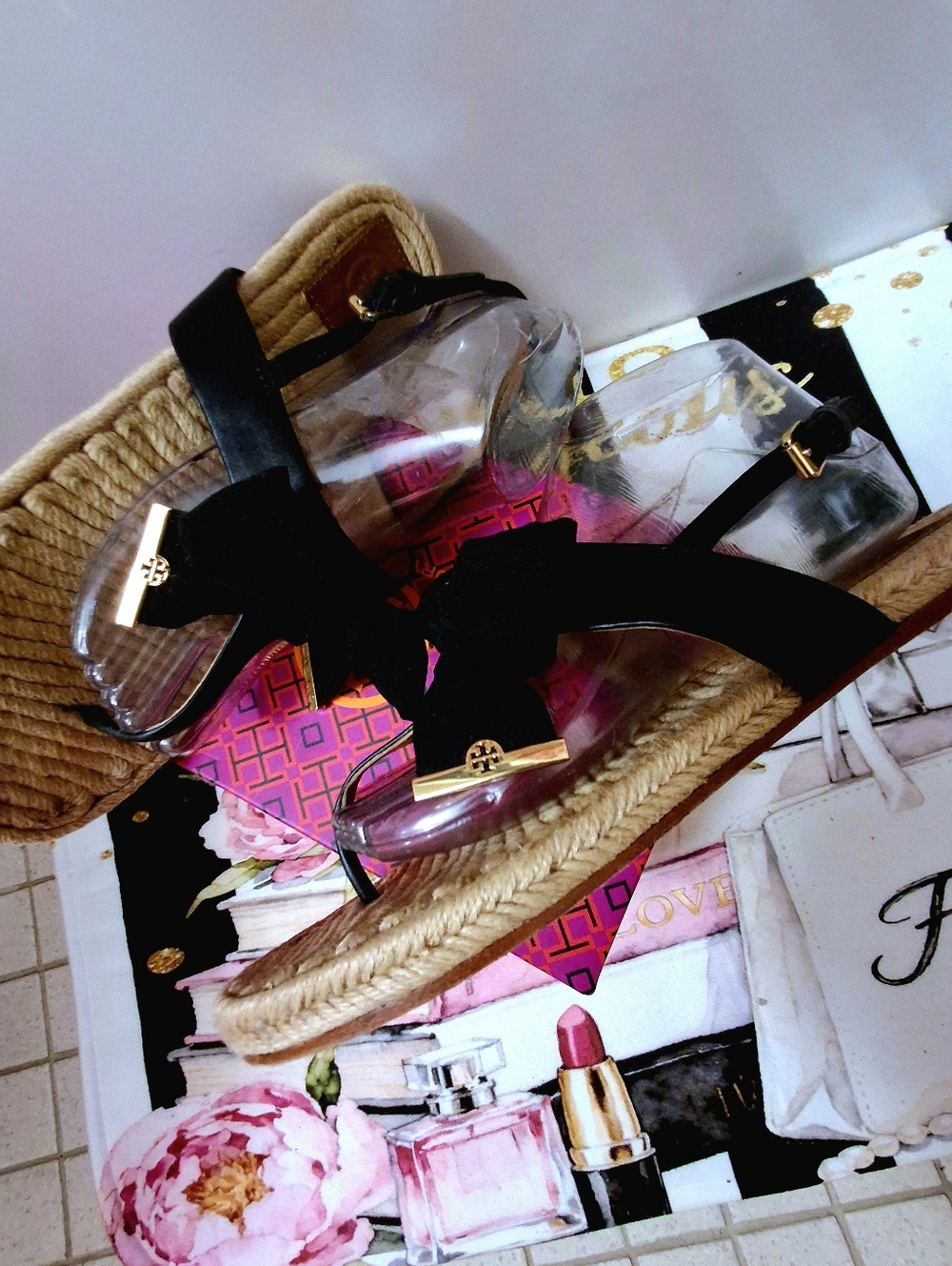 Tory Burch Black Ruffle Bow Flat Espadrille Learger Sandals - Women Size 11M - Picture 5 of 13